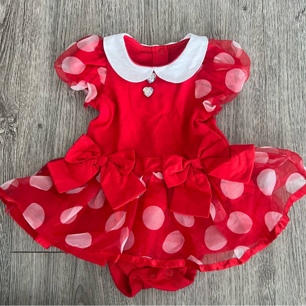 Disney Baby Red Minnie Mouse Romper Dress 6-9 Month Costume